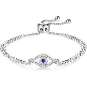 Apsvo Evil Eye Bracelet, Sideway Cross Bracelet, Silver/Gold/Rose Gold Bracelet